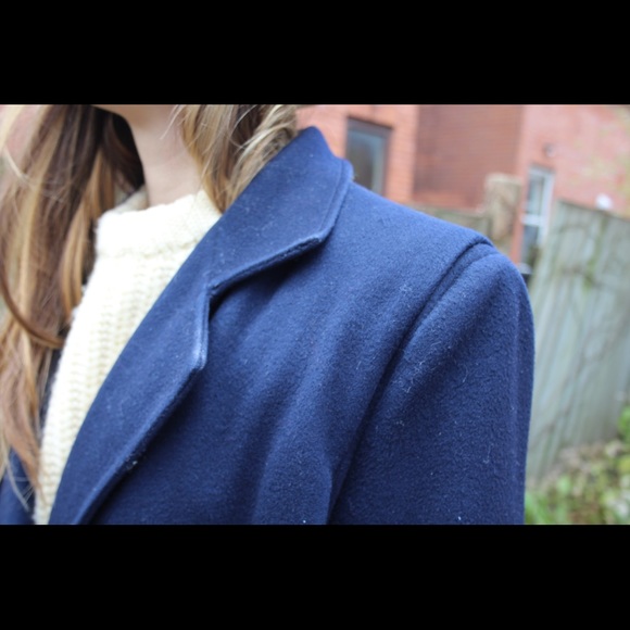 Vintage Navy Blue Wool Coat - Picture 2 of 5